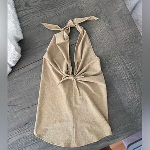 80’s Gold Sparkly Halter Top Medium